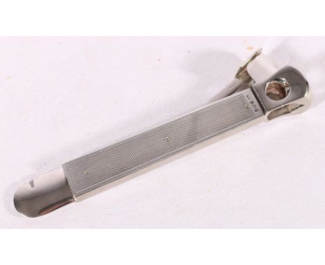 Elizabeth II silver cigar cutter with engine turned grip by&nbsp;William H Manton (also known as Birmingham Gold &amp; Silver