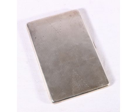 George V silver cigarette case with engine turned decoration and gilded interior by&nbsp;Padgett &amp; Braham Ltd., London 19