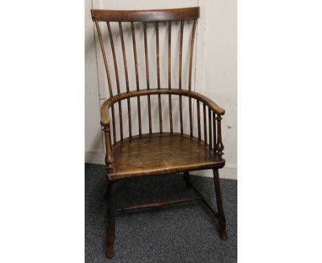 Victorian oak and beach-comb back Windsor chair. 
