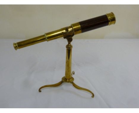 Victorian style four draw telescope on brass tripod stand
