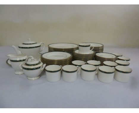 Royal Worcester Medici dinner service to include plates, bowls, cups, saucers, teapot, milk jug, sugar bowl and serving dish,