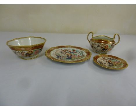 A quantity of Worcester Japanned pattern porcelain to include plates, a bowl and a two handled bowl