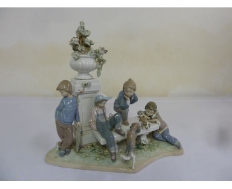 Lladro figural group Puppy Dog Tails 5539