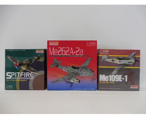 Three 1/72 scale Dragon Warbird Series incl.. a Mk. VB 249 Squadron, an ME 109E 1940 and a ME 262, appear in excellent condit