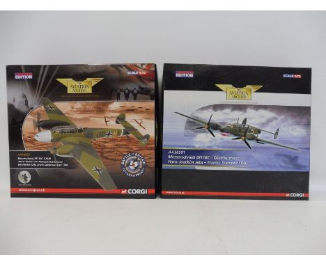 Two Corgi Aviation Archive 1/72 scale ltd. ed. models - Battle of Britain 70th Anniversary Messerschmitt BF110C and Erwin Gru