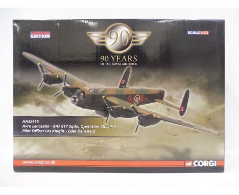 A boxed Corgi Aviation Archive 1/72 scale limited edition, 90 Years of The Royal Airforce, Avro Lancaster 617 Squadron Eder D