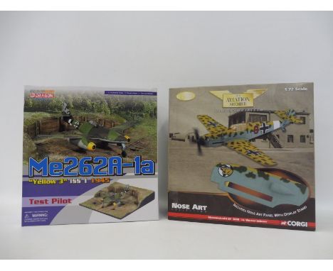 A Dragon Warbird Series 1/72 scale ME262A/1A Yellow 3 Test Pilot 1945 and a Corgi Aviation Archive 1/72 scale Messerschmitt B