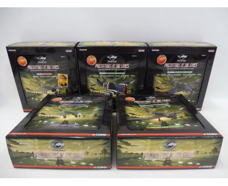 Five boxed Corgi 1/32 scale Predators of The Sky models to include Series 1 and Series 3, appears in excellent condition. 