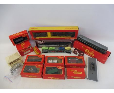 A collection of mainly Tri-ang Railway and three OO scale locomotives, rolling stock etc.