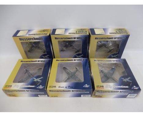 Six 1/72 scale model Messerschmitts including Sky Guardians, Witty Wings etc. 