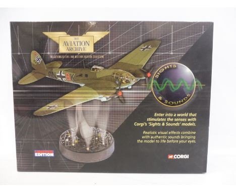 A Corgi Aviation Archive limited edition 1/72 scale 'Sights and Sounds' range Heinkel HE11H, appears in excellent condition.