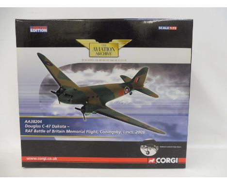 A boxed Corgi Aviation Archive 1/72 scale limited edition Douglas C.47 Dakota, part of the Battle of Britain Memorial Flight,