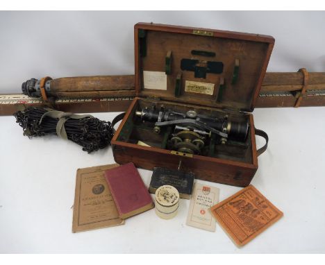 A Stanley surveyors theodolite, stamped Corporation of Leicester Borough Surveyors Dept., within a hardwood carrying case, pl