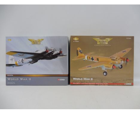 Two Corgi Aviation Archive 1/72 scale including Heinkel HE111 H-6 Russian 1943 and a Junkers JU88A, Crete 1942, appears in ex