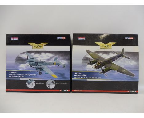 Two boxed Corgi Aviaion Archive 1/72 scale 'Messerschmitt BF110G Nightfighter' and 'Junkers JU88A', both limited edition and 