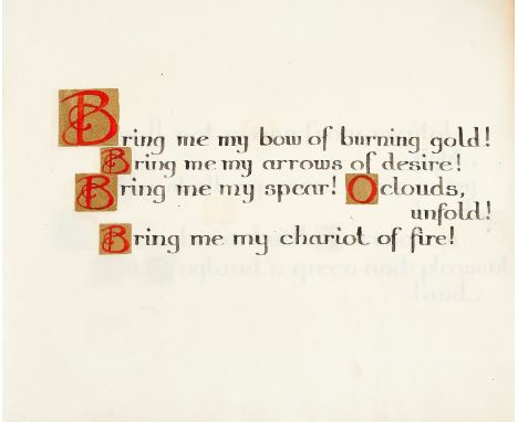 Calligraphic manuscript.- Blake (William) The Building of Jerusalem, calligraphic manuscript on paper, 4pp., in black ink, in