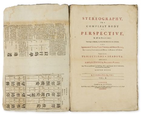 Hamilton (John) Stereography, or, a Compleat Body of Perspective, 2 vol., first and only edition, titles in red &amp; black, 