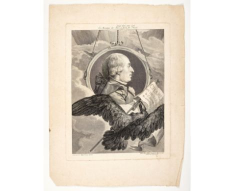 Ballooning.- Artists (Various, 18th century) Collection of seven portraits of ballooning and aeronautical pioneers, including