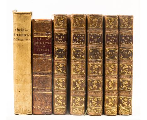 Villefore (Joseph-Francois B.) Les Vies des SS. Peres des Deserts d'Orient, 5 vol., woodcut device to titles, engraved fronti