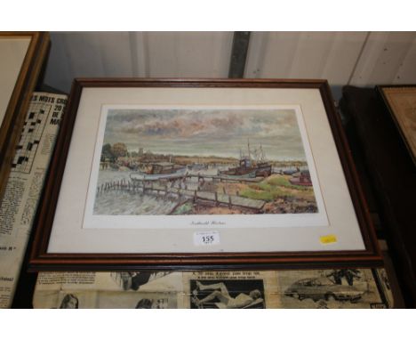Lewis Todd, a pencil signed print of Southwold Harbour