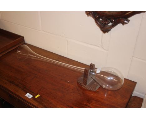 A yard of ale glass with pine bracket 