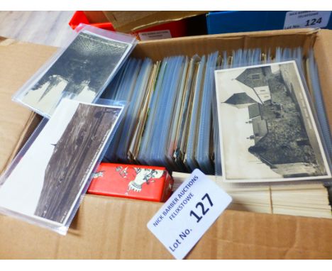 Postcards : A box of 550+ vintage UK topo cards, mostly in sleeves, used/unused  some RP's