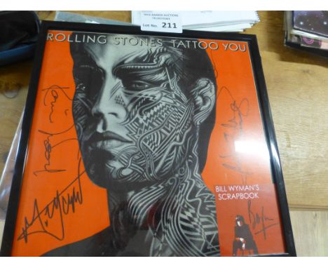 Records : Rolling Stones - Tattoo You signed album cover in frame noted on reverse dates/venues when signed 