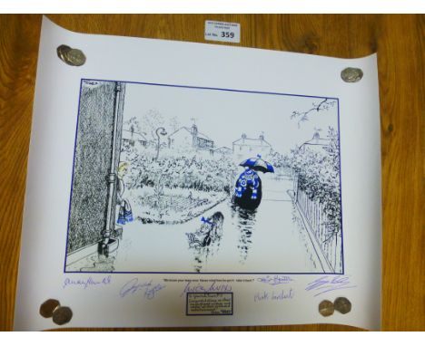 Football : Giles collectable Ipswich Town limited edition print 12 of 20 signed by many of 1978 cup winning team - rare item