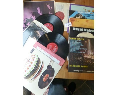 Records : Rolling Stones collection of albums (8) includes early albums 3 with unboxed red label inc Let It Bleed condition v