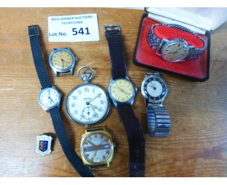 Collectables : Watches selection of vintage watches inc Stirling, Ingersoll, Timex &amp; Ipswich old football badge