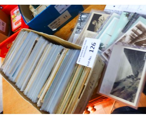 Postcards : Box of 550+ vintage UK mainly topo cards, mostly sleeved, some local, used/unused some RP's included