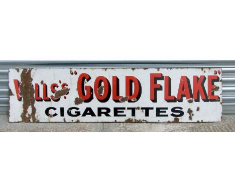 An original enamel advertising sign - Will's Gold Flake Cigarettes - 153 by 38cms.