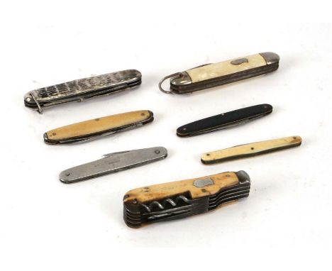An early 20th century bone handled multi tool penknife; together with other penknives.
