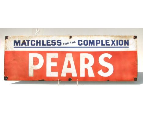 An original enamel advertising sign 'Pears Matchless For The Complexion', 90 by 30cms.
