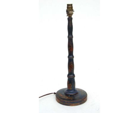 A chinoiserie table lamp with gilt decoration on a blue ground, 45cms high.