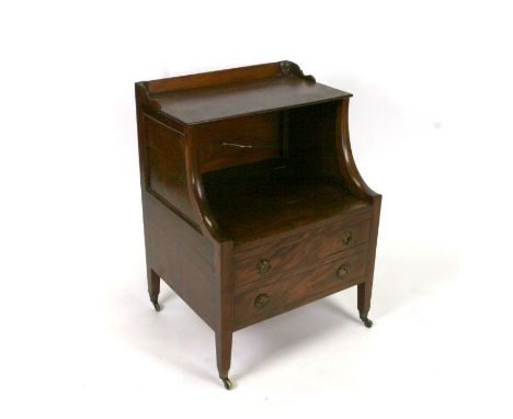 A George III night commode with lift-up top above two false drawers, on square legs, 56cms wide.