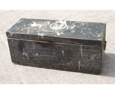 A stained pine tool chest, 92cms wide.