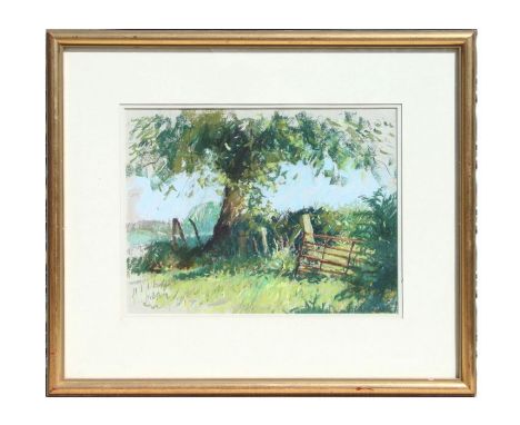 Barry A Peckham (b1945) - A Gate Near Acre's Down, Minstead - signed and dated '87 lower right, pastel, framed &amp; glazed, 