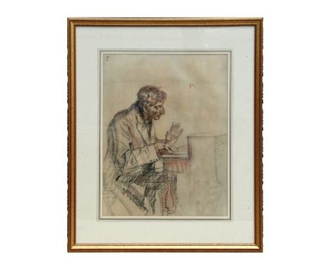 Frank Brangwyn (British 1879-1930) - Gentleman Playing the Piano - lithograph, framed &amp; glazed, 35 by 45cms.