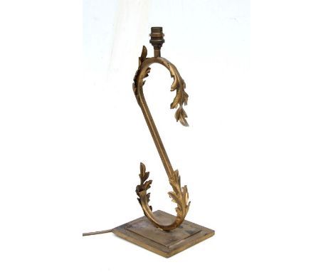 A gilt metal table lamp with acanthus leaf decoration, 45cms high.