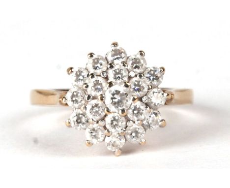 A 9ct gold cubic zirconia cluster ring, approx UK size 'K, 2.3g