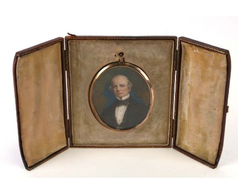 Ernest Alfred Middas (1879-1960) - a miniature bust portrait depicting William Cory, watercolour, in a gilt metal frame, in a