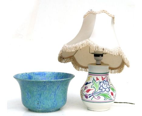 A Poole Pottery Carter Stapler and Adams Art pottery bowl of flared cylindrical form with mottled blue and green glaze, impre