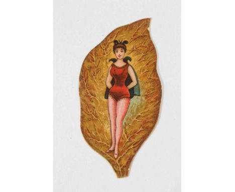 Cigarette card - William Clark &amp; Son 1898. "Tobacco Leaf Girls". Single card - Girl with cloak, standing, with hands behi