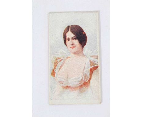 Cigarette cards - J &amp; F Bell Ltd 1897. Beauties (Tobacco Leaf/Three Bells back). Single card - Half portrait lady in low 