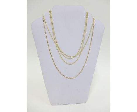 Four 14ct gold chain necklaces, stamped 585 (4) overall approx. weight 7.3g 
