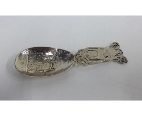 George V Scottish silver St Giles Cathedral caddy spoon, Wilson &amp; Sharp, Edinburgh 1918, 13.5cm 