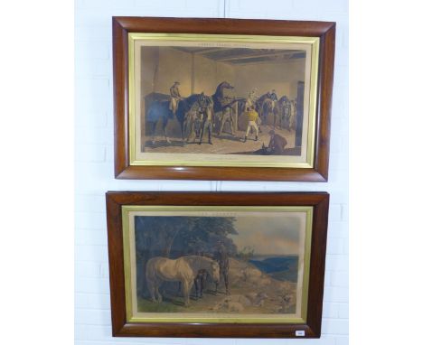 The Seasons - Summer, a coloured lithograph print in a glazed rosewood frame, overall size 92 x 66cm, together with another (
