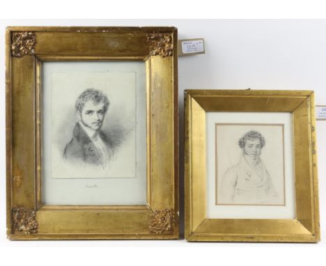Lepaulle, 19th centuryhead and shoulders portrait of a young man, pencil drawing, 18.5cm x 14.5cm, and a waist-length portrai