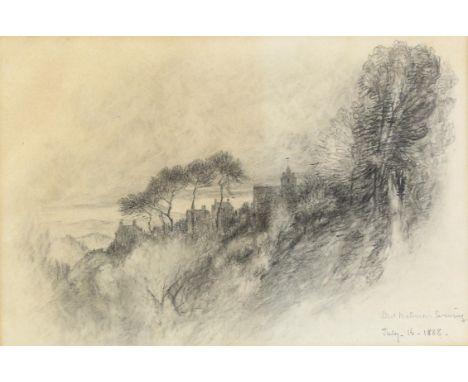 Sir James Peile (British, 1883-1906), 'West Malvern, Evening', pencil sketch, tilted and dated July 16 1888 lower right, 22 x